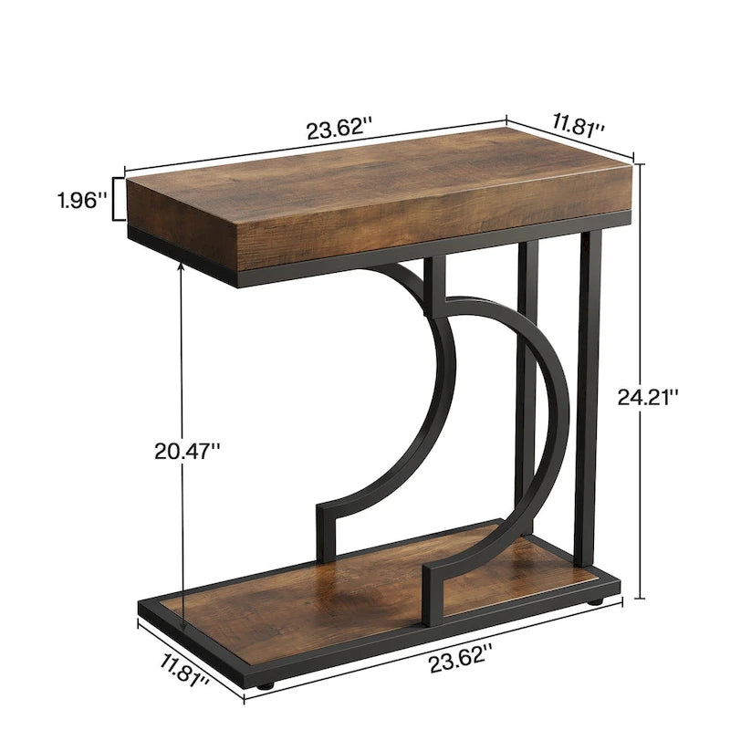 Table d'appoint étroite blanche, table d'appoint dorée, table d'appoint en forme de C, table de chevet moderne
