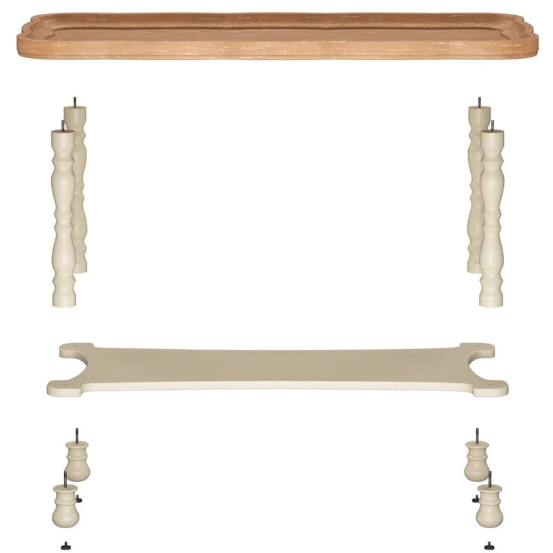 Table basse de style ferme française avec plateau et étagère naturels