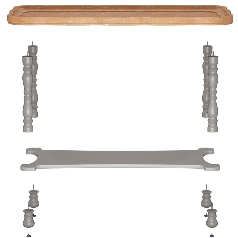 Table basse de style ferme française avec plateau et étagère naturels