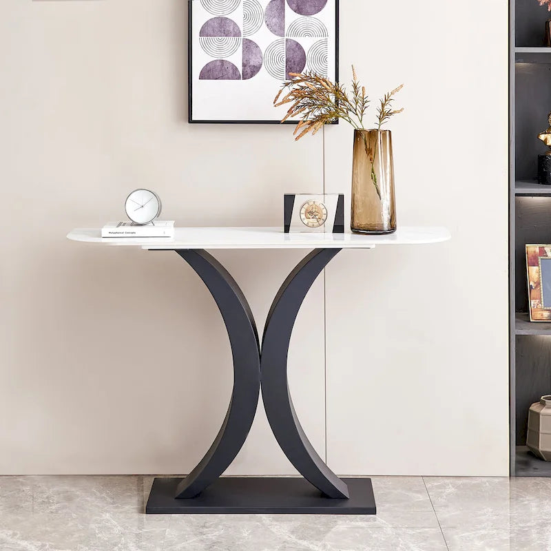 Console moderne, Design aux formes exquises, Cadre en métal avec patins réglables pour entrée