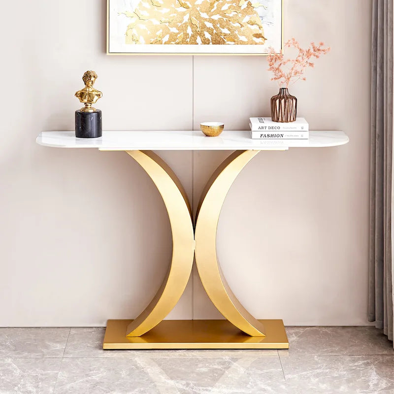 Console moderne, Design aux formes exquises, Cadre en métal avec patins réglables pour entrée