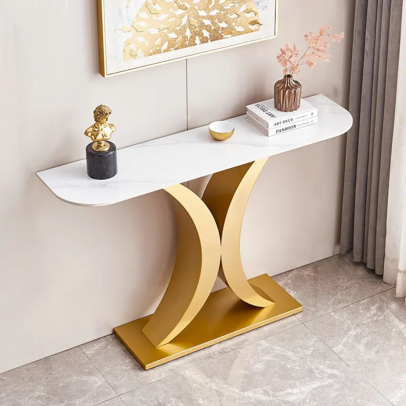Console moderne, Design aux formes exquises, Cadre en métal avec patins réglables pour entrée