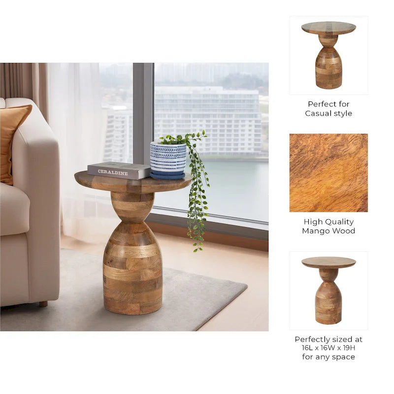 Sagebrook Home Table d'appoint sablier en bois de manguier - 16 x 16 x 19