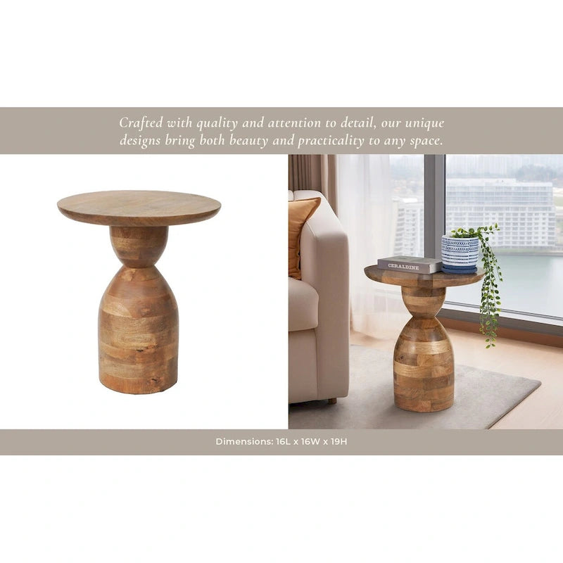 Sagebrook Home Table d'appoint sablier en bois de manguier - 16 x 16 x 19