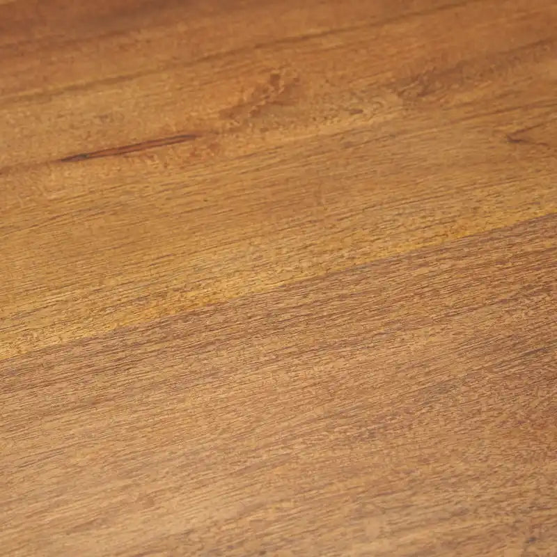 Table basse ronde Mitchell en bois massif avec piétement en fonte noire