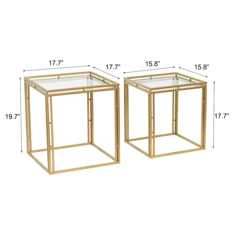 Or antique - Tables d'appoint carrées gigognes - Lot de 2