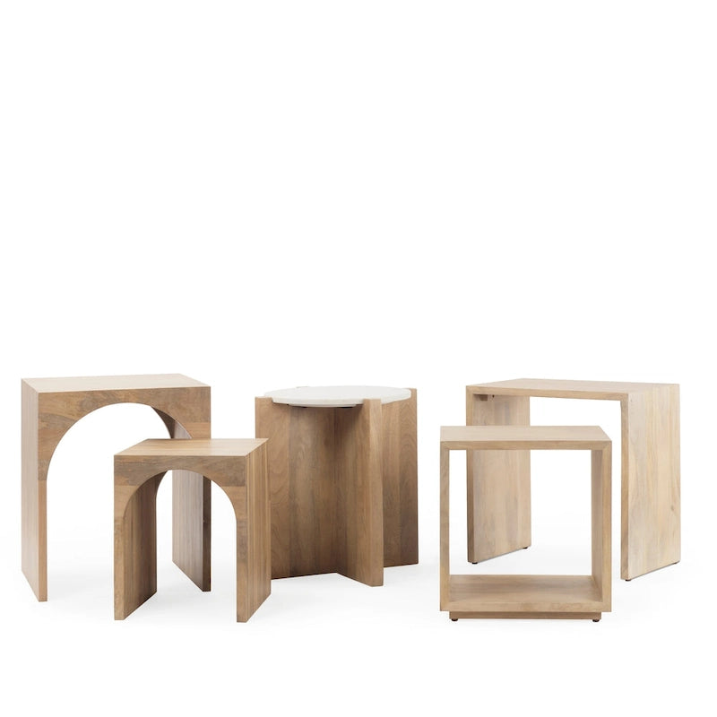 Tables d'appoint gigognes carrées en bois massif marron clair Chloe (lot de 2) - 20L x 20P x 24H