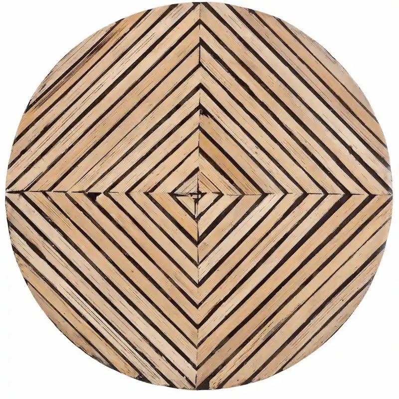 Table d'appoint en bambou Devika bicolore marron foncé et naturel, style bohème moderne