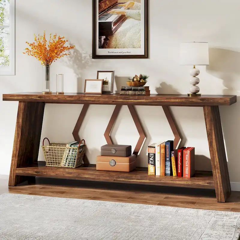 Table console de canapé de 180 cm avec rangement pour entrée et salon