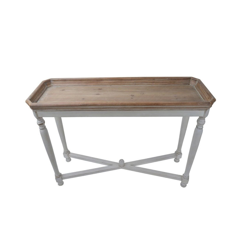 42 Table d'appoint rectangulaire de style décontracté marron et blanc, finition vieillie