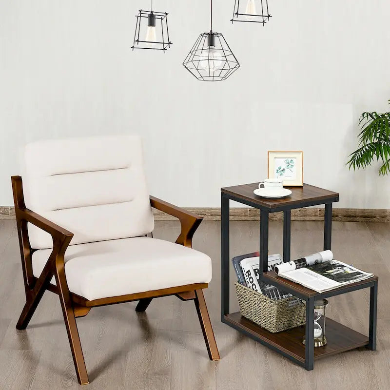 Costway Table d'appoint à 3 niveaux Table de chevet avec étagère de rangement pour