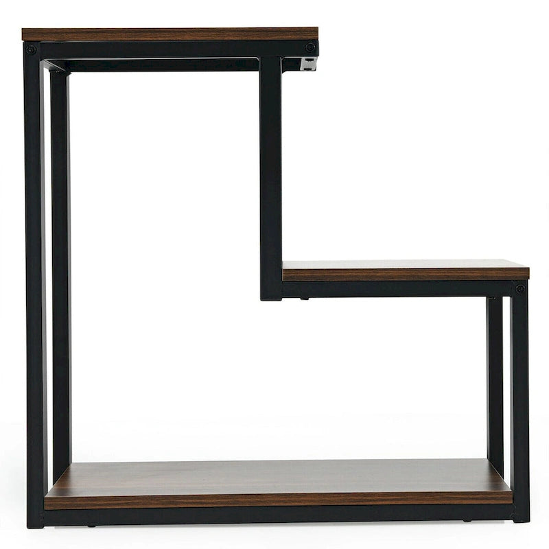 Costway Table d'appoint à 3 niveaux Table de chevet avec étagère de rangement pour