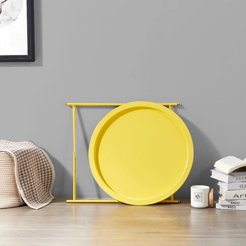 Table d'appoint/de chevet VECELO, ronde, pliante, en métal, antirouille et étanche, pour l'extérieur, le salon, la chambre à coucher, tables de nuit