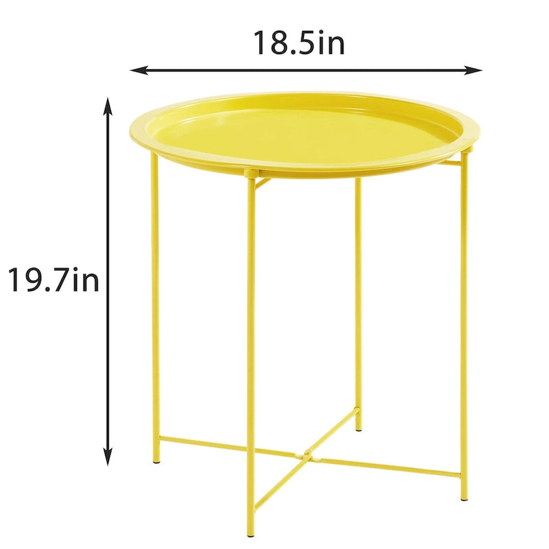 Table d'appoint/de chevet VECELO, ronde, pliante, en métal, antirouille et étanche, pour l'extérieur, le salon, la chambre à coucher, tables de nuit
