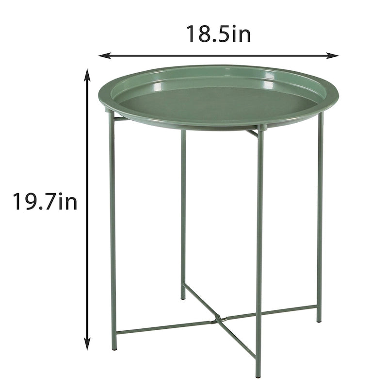 Table d'appoint/de chevet VECELO, ronde, pliante, en métal, antirouille et étanche, pour l'extérieur, le salon, la chambre à coucher, tables de nuit