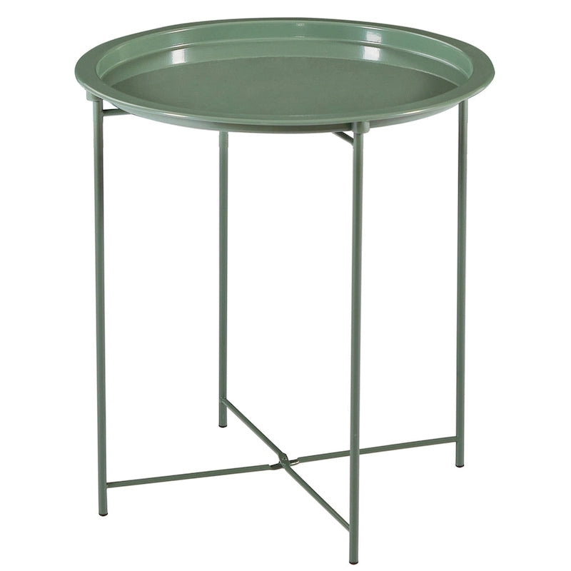 Table d'appoint/de chevet VECELO, ronde, pliante, en métal, antirouille et étanche, pour l'extérieur, le salon, la chambre à coucher, tables de nuit
