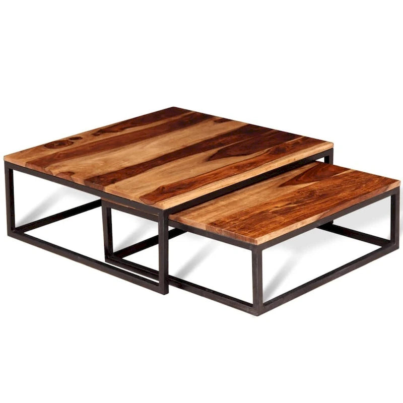 vidaXL Tables gigognes, 2 pcs, Bois de Sesham massif