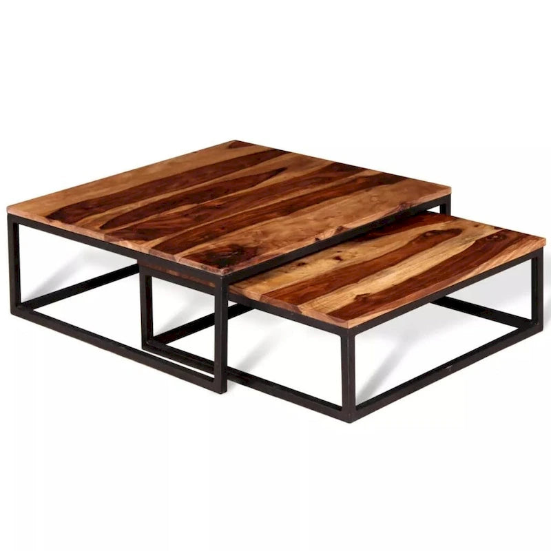 vidaXL Tables gigognes, 2 pcs, Bois de Sesham massif
