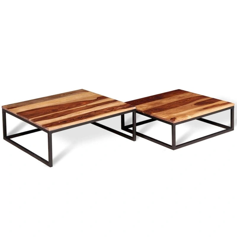vidaXL Tables gigognes, 2 pcs, Bois de Sesham massif
