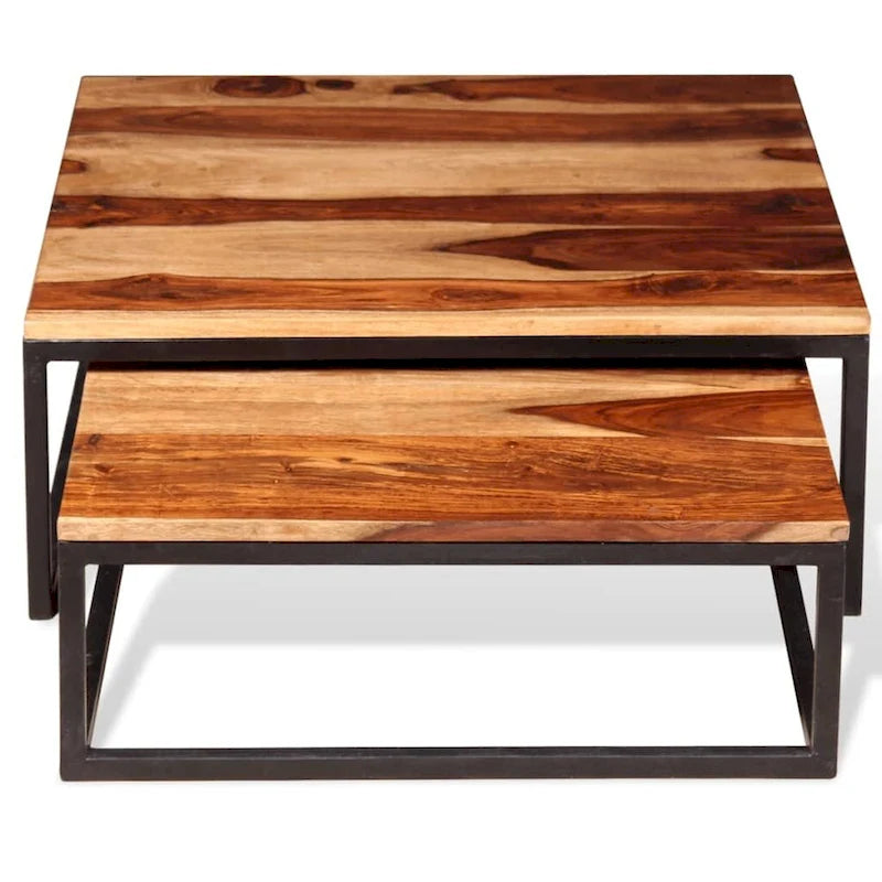 vidaXL Tables gigognes, 2 pcs, Bois de Sesham massif