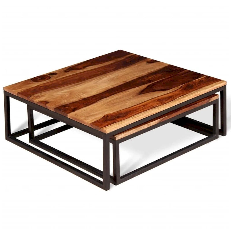 vidaXL Tables gigognes, 2 pcs, Bois de Sesham massif