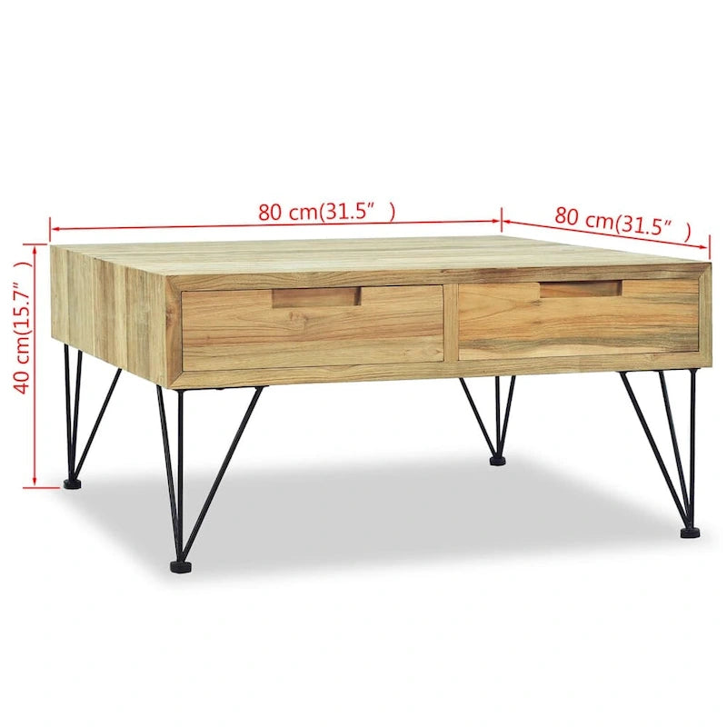 vidaXL Table basse 80x80x40 cm teck massif