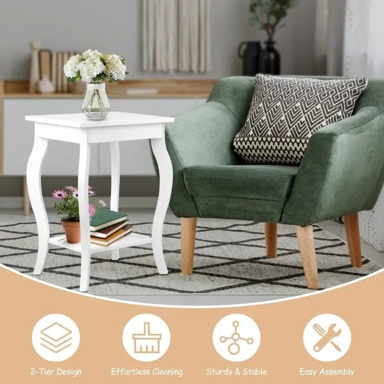 Lot de 2 tables d'appoint avec étagère – 40,6 x 40,6 x 61 cm (L x l x H)