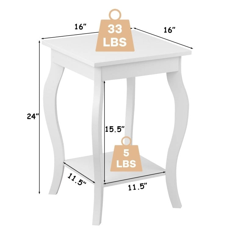 Lot de 2 tables d'appoint avec étagère – 40,6 x 40,6 x 61 cm (L x l x H)