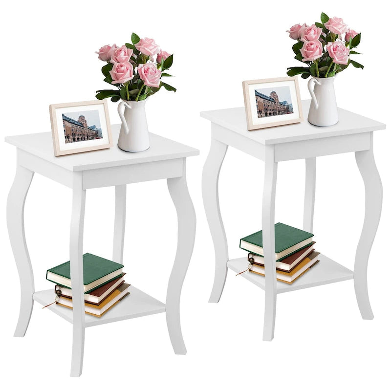 Lot de 2 tables d'appoint avec étagère – 40,6 x 40,6 x 61 cm (L x l x H)