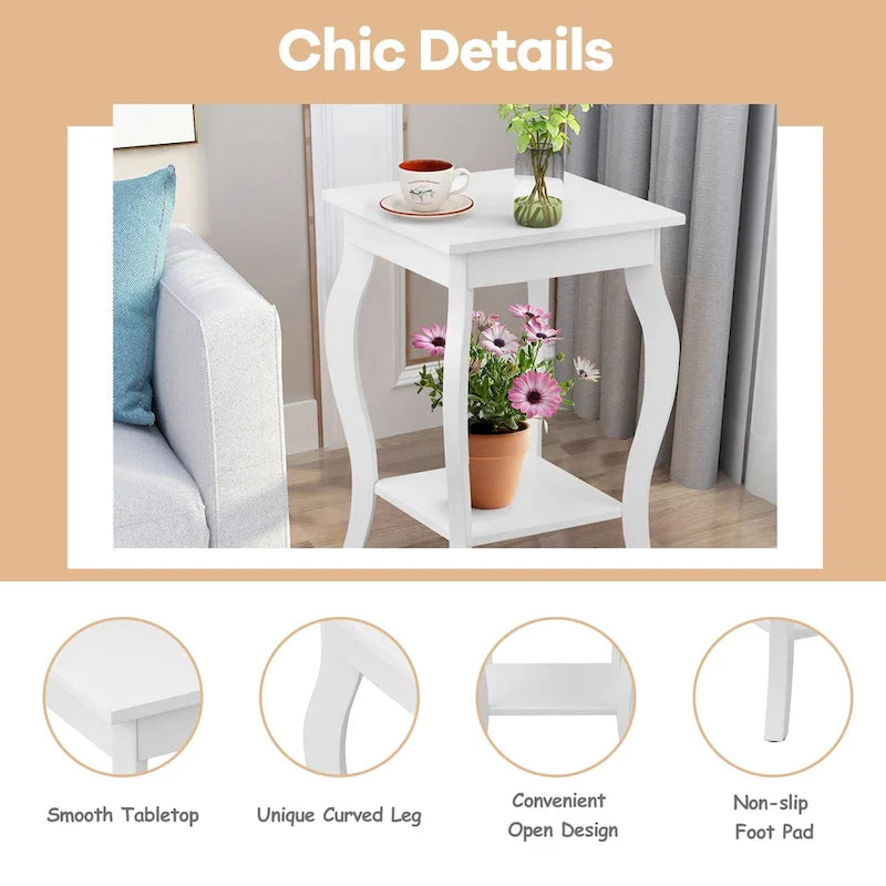 Lot de 2 tables d'appoint avec étagère – 40,6 x 40,6 x 61 cm (L x l x H)