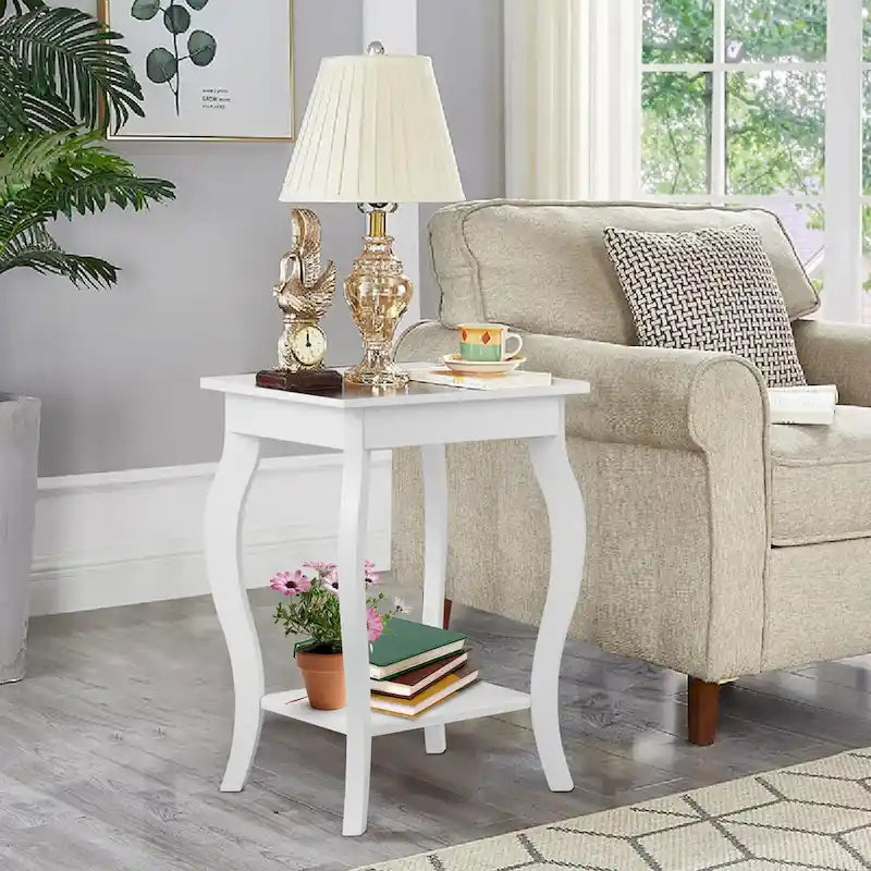 Lot de 2 tables d'appoint avec étagère – 40,6 x 40,6 x 61 cm (L x l x H)