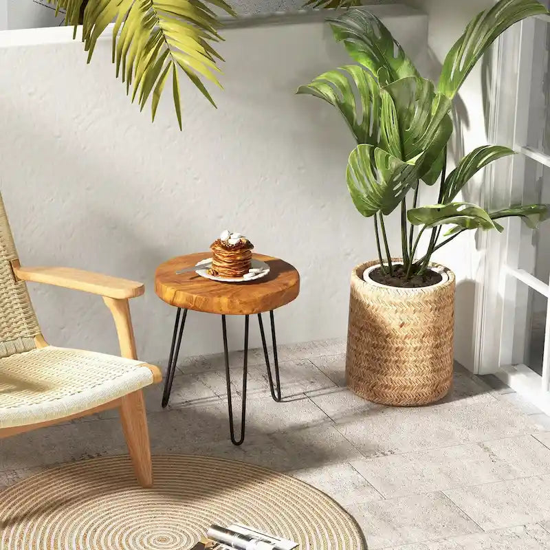 Table d'appoint en teck recyclé