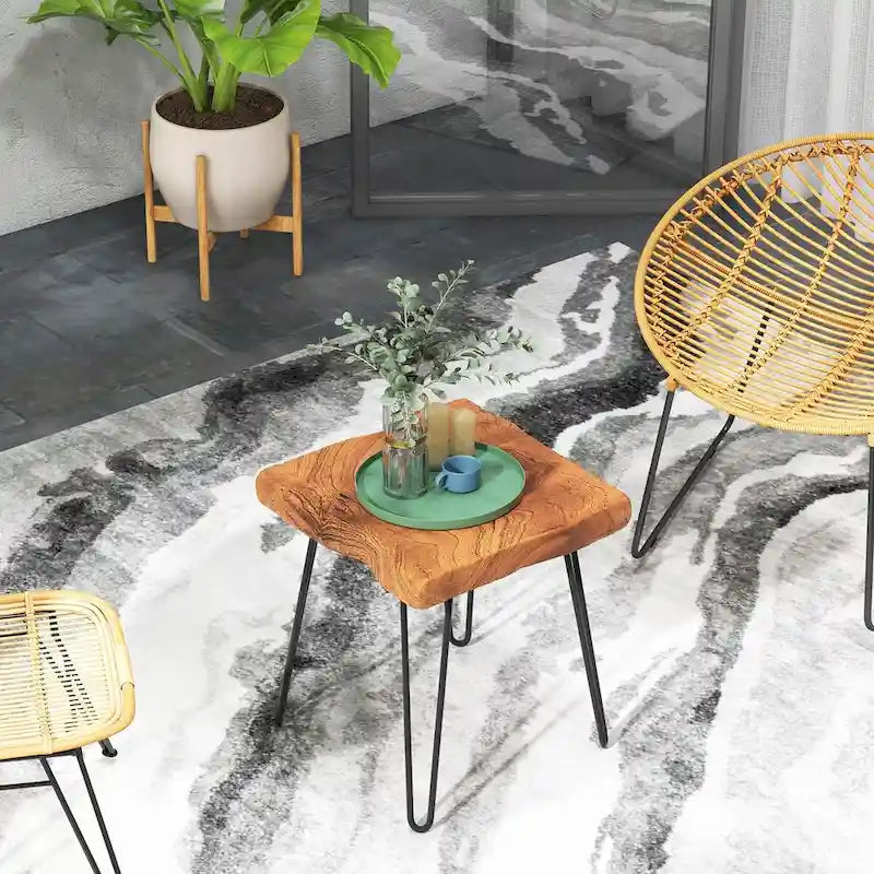 Table d'appoint en teck recyclé