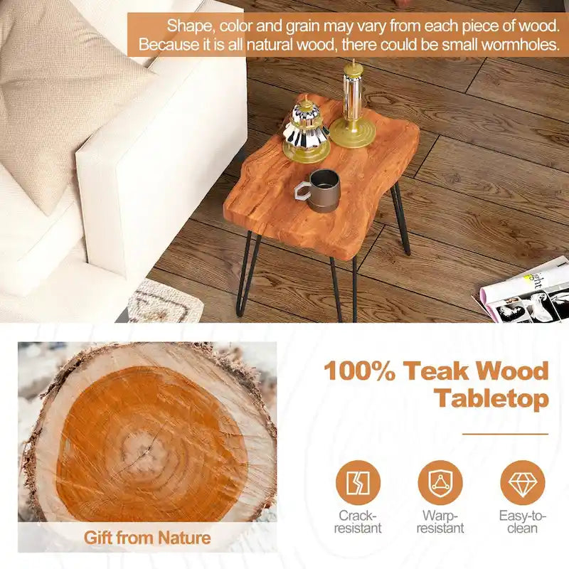 Table d'appoint en teck recyclé