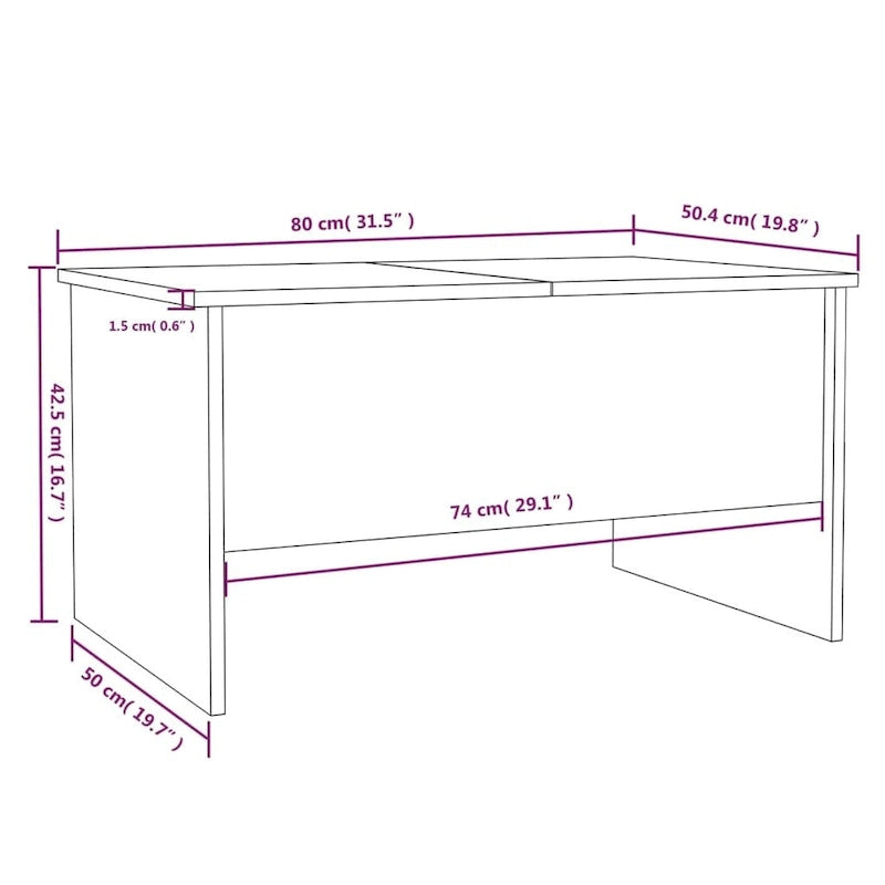 vidaXL Table Basse Relevable Table d'appoint Table d'appoint pour Canapé Bois d'ingénierie - 80 x 50 x 42,5 cm