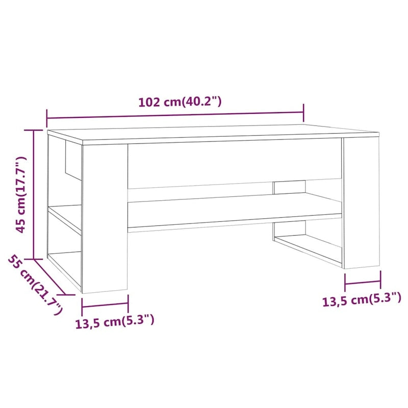 vidaXL Table Basse multicolore 40,2x21,7x17,7 Bois d'ingénierie
