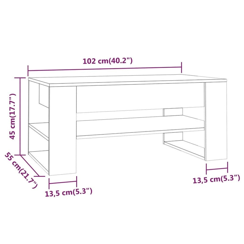 vidaXL Table Basse multicolore 40,2x21,7x17,7 Bois d'ingénierie