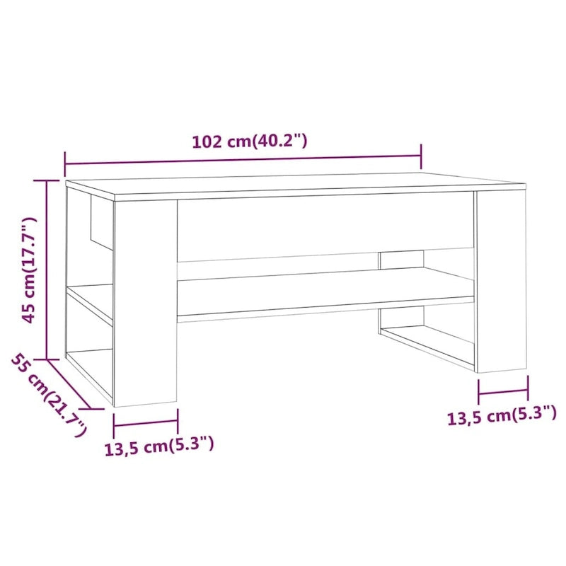 vidaXL Table Basse multicolore 40,2x21,7x17,7 Bois d'ingénierie