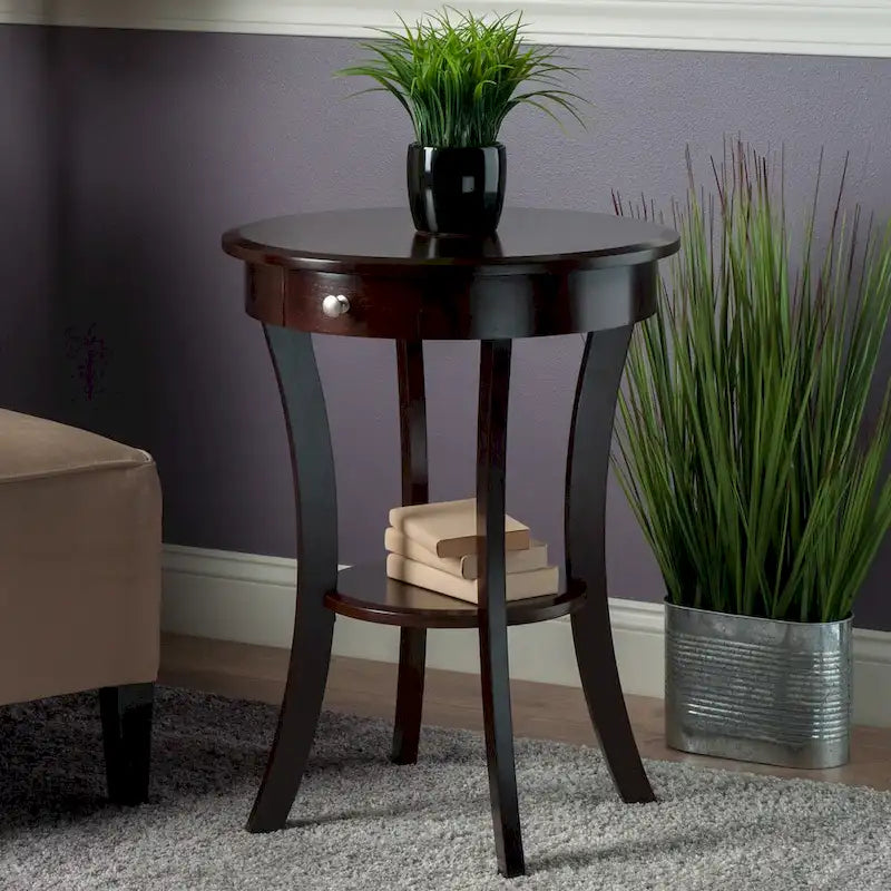 Table d'appoint ronde Sasha, Cappuccino - 20L x 20P x 27H.