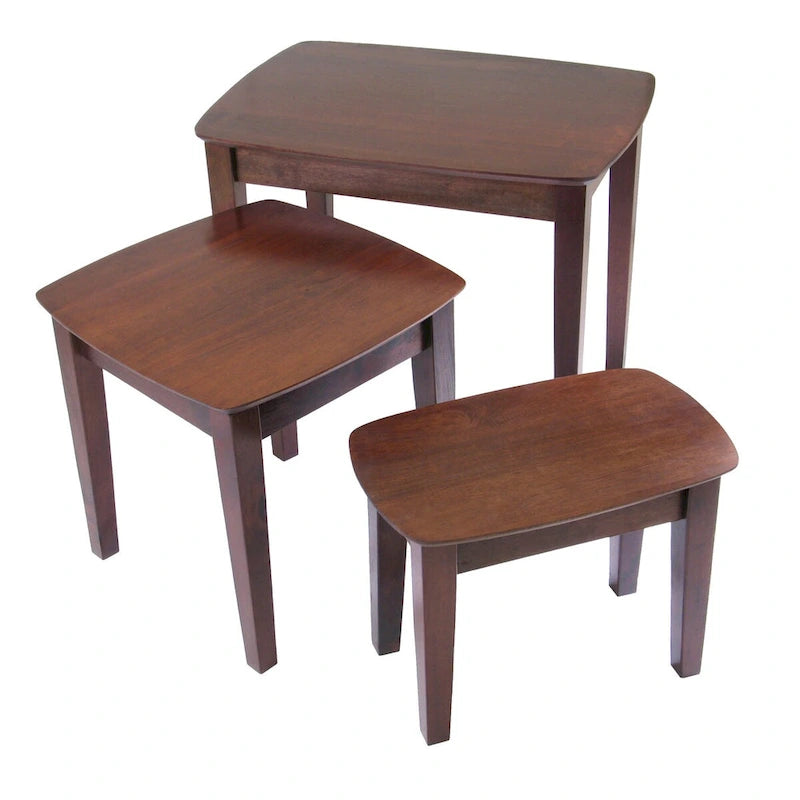 Ensemble de 3 tables gigognes Bradley, Noyer - 26,8 x 18,7 x 21,9
