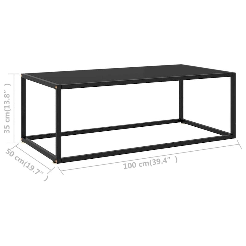 vidaXL Table basse noire avec verre noir 100x50x35 cm - 100 x 50 x 35 cm