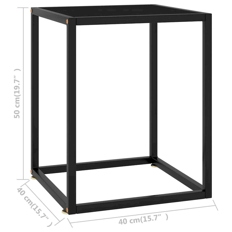 vidaXL Table basse noire avec verre noir 40 x 40 x 50 cm - 40 x 40 x 50