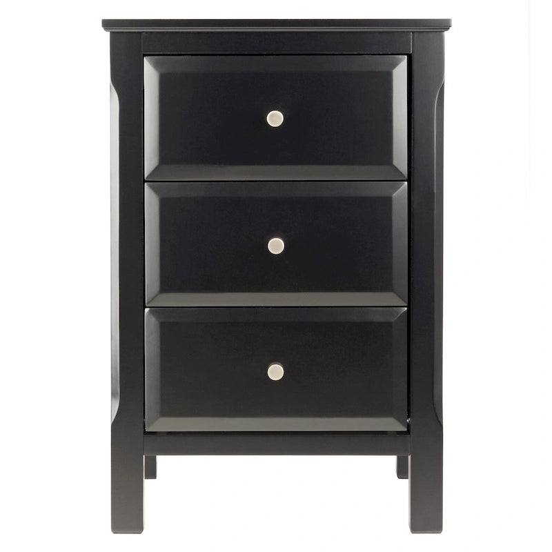 Table de chevet en bois noir avec 3 tiroirs de rangement spacieux - 15,75L x 15,75l x 23,63H