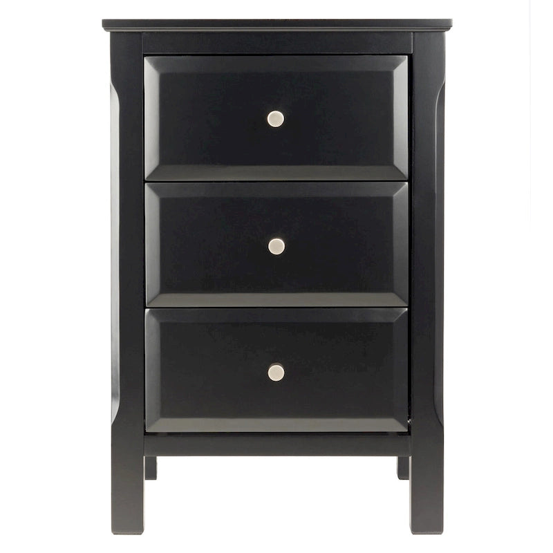 Table de chevet en bois noir avec 3 tiroirs de rangement spacieux - 15,75L x 15,75l x 23,63H