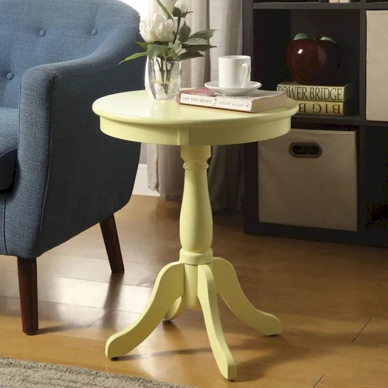 Table d'appoint ronde en bois de style traditionnel avec pied tourné - 55,88 H x 45,72 l x 45,72 L cm