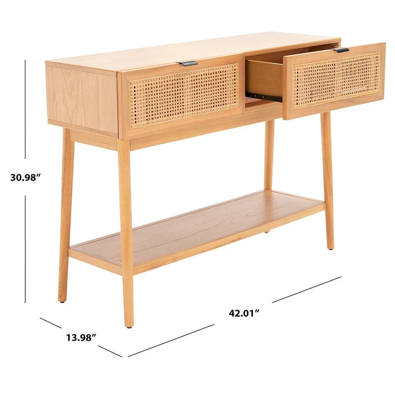 Console 2 tiroirs en rotin Capitola SAFAVIEH - 42 po L x 14 po P x 31 po H - 42Lx14Px31H