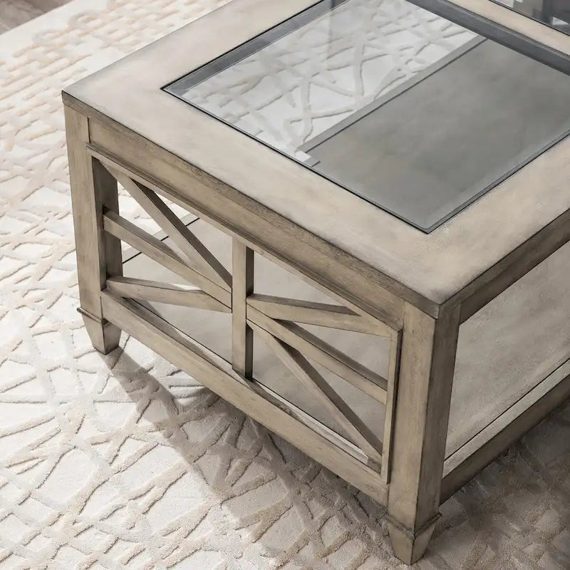 Table basse rectangulaire en verre, grande, 115,5 cm x 48 cm, avec étagère à un niveau