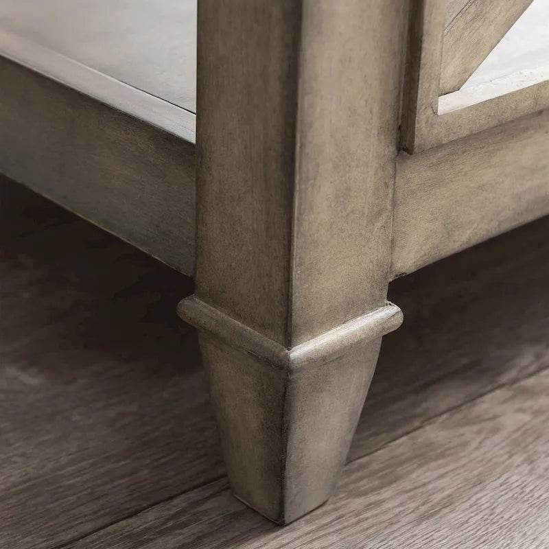 Table basse rectangulaire en verre, grande, 115,5 cm x 48 cm, avec étagère à un niveau
