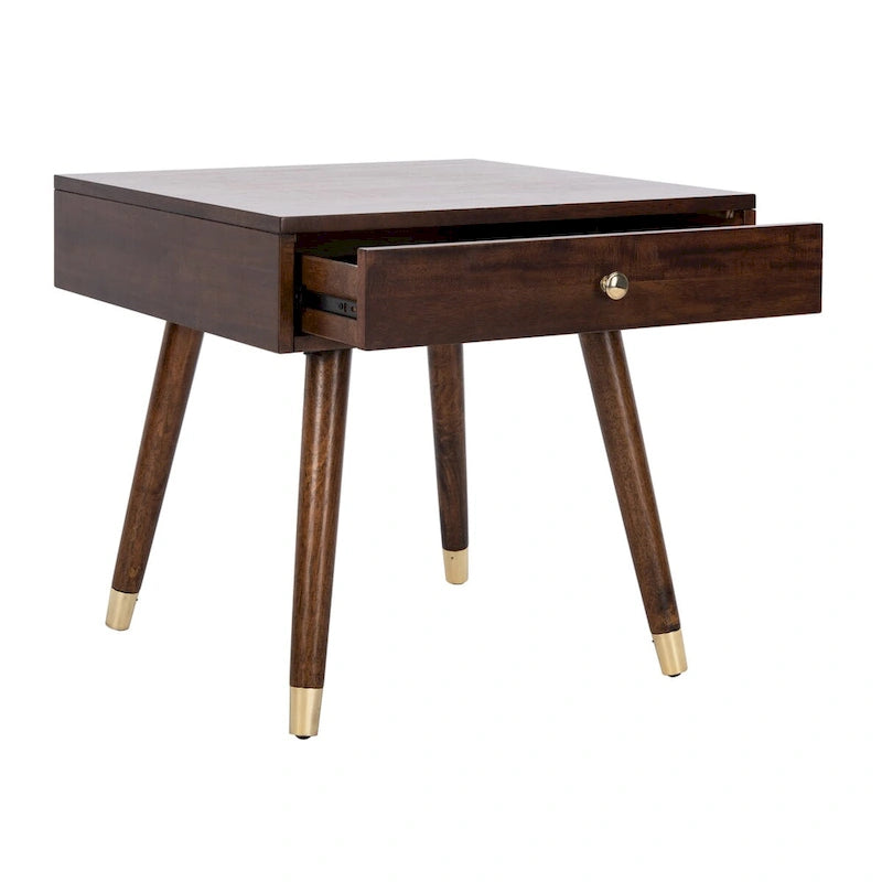Table d'appoint Sunny Mid-Century de SAFAVIEH avec capuchon doré - 24 x 24 x 22,3 - 24 larg. x 24 prof. x 22 haut.