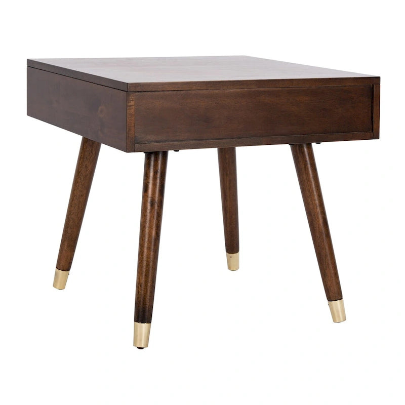 Table d'appoint Sunny Mid-Century de SAFAVIEH avec capuchon doré - 24 x 24 x 22,3 - 24 larg. x 24 prof. x 22 haut.